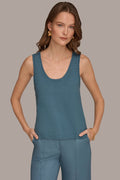 COTTON SLEEVELESS POINTELLE STITCH TANK