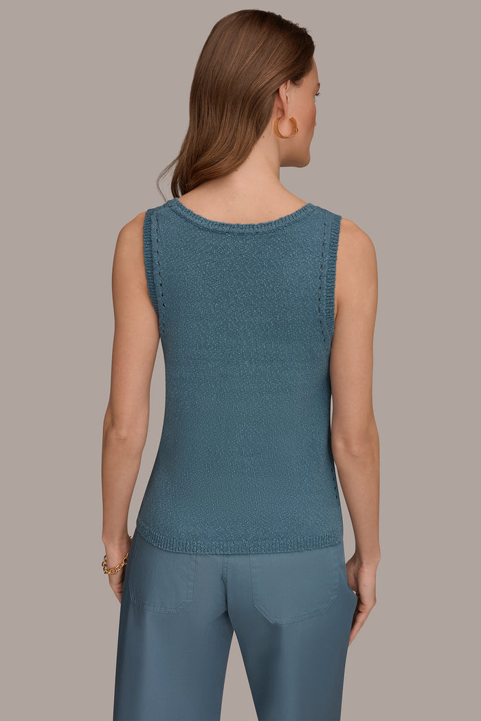 COTTON SLEEVELESS POINTELLE STITCH TANK