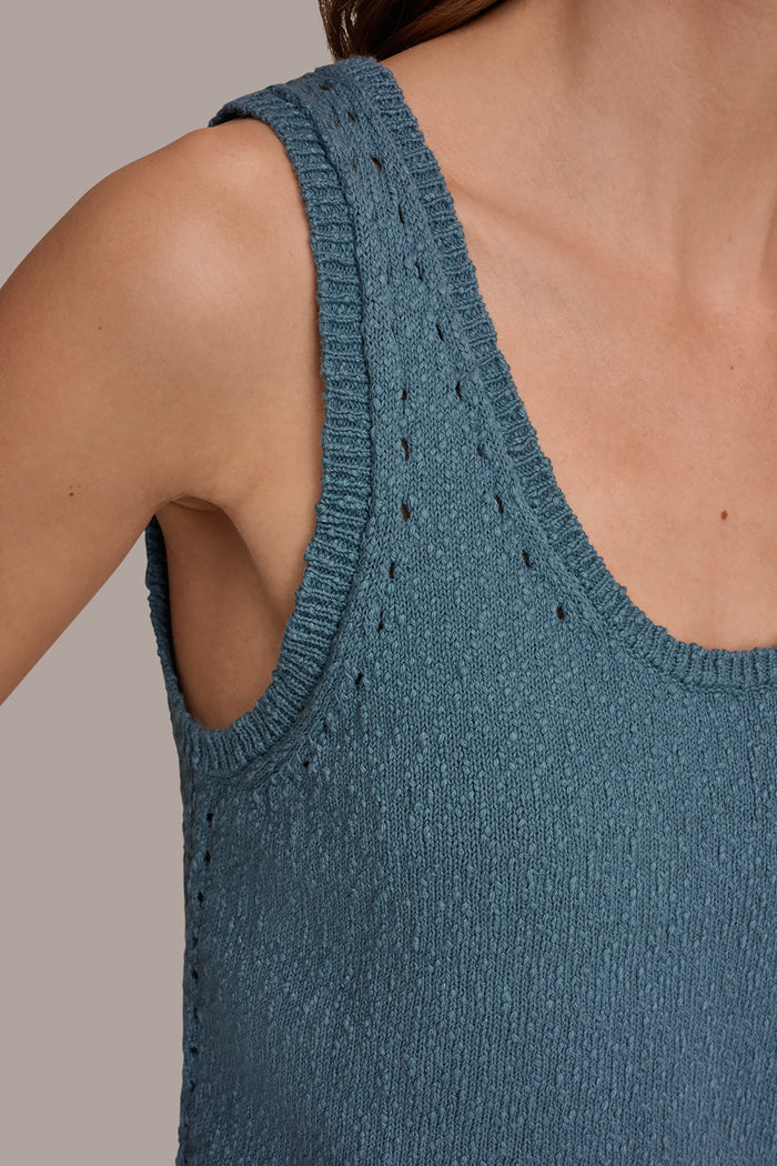 COTTON SLEEVELESS POINTELLE STITCH TANK