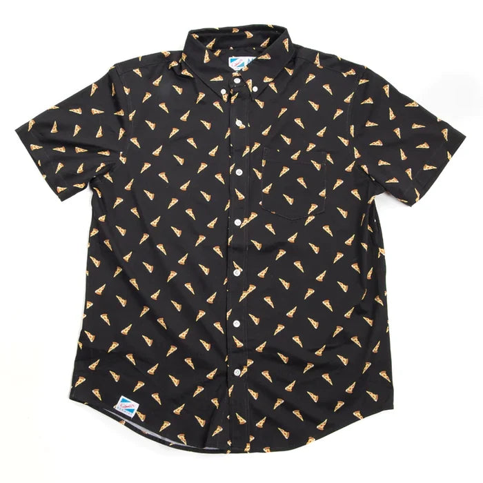 Cotton Stretch Short Sleeve Button-Down Shirt - Pizza