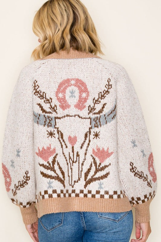 Cow skull cardigan