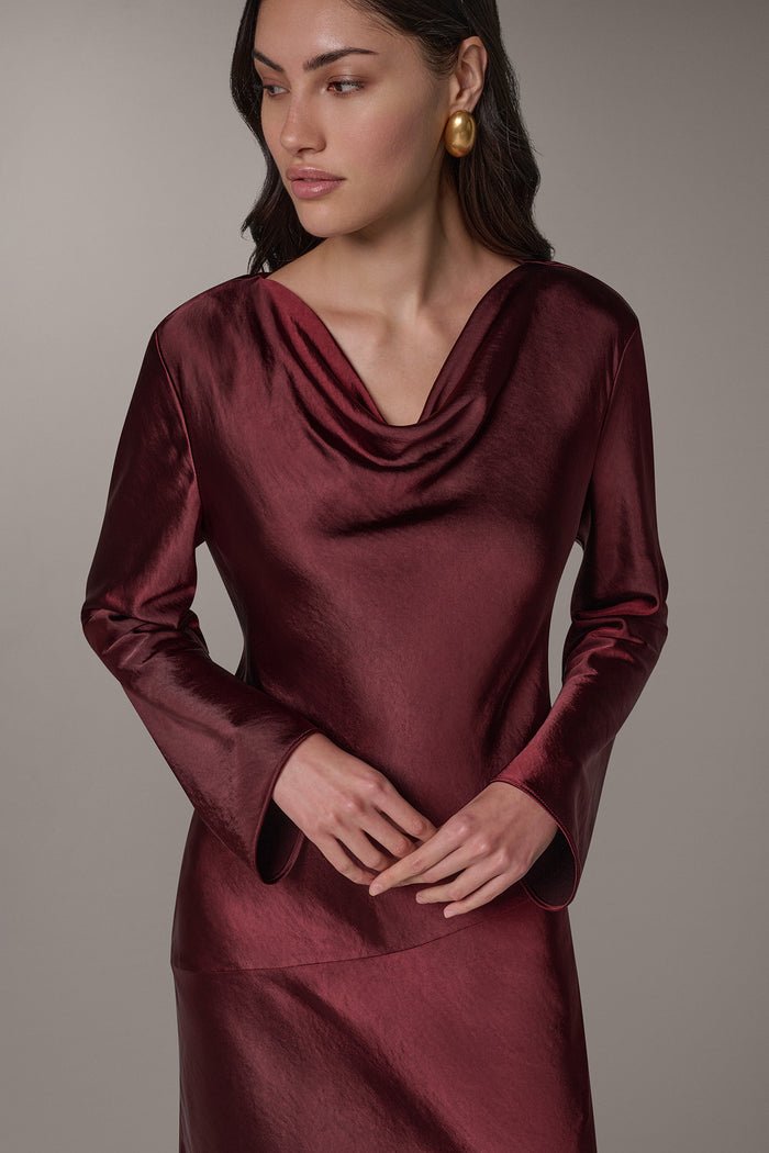 COWL NECK MIDI DRESS