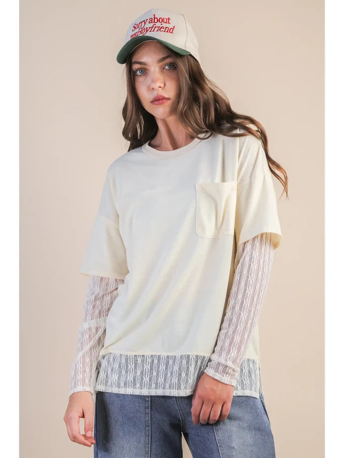 Cream layered tee