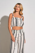 Cropped Tank Top  - White/Black