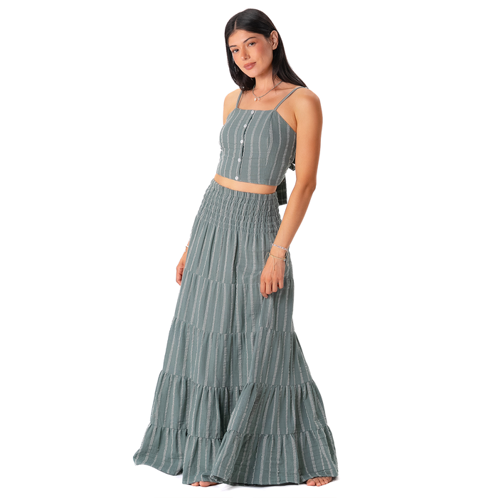 Cruisin' Crop Top - Sage Sailor Stripe