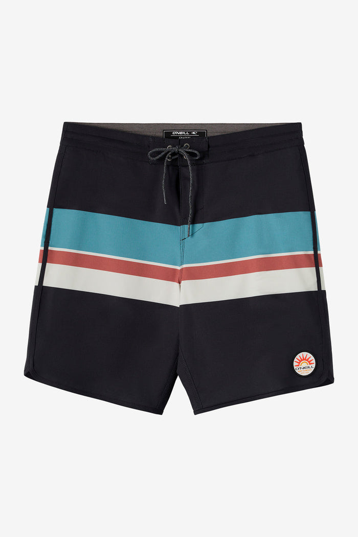 Cruzer Stripe Scallop 18" Board Shorts - Black