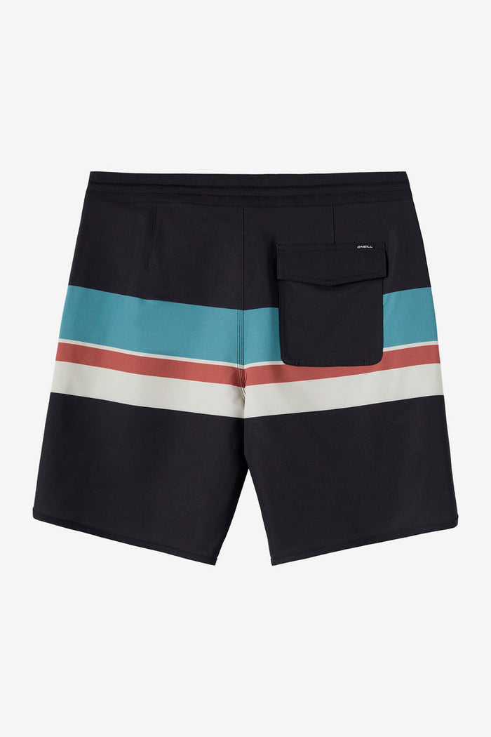 Cruzer Stripe Scallop 18" Board Shorts - Black