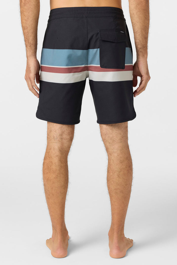 Cruzer Stripe Scallop 18" Board Shorts - Black