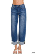 Cuffed raw hem denim