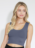 Deep Scoop Neck Crop Top (One-Size) - Blue Shadow