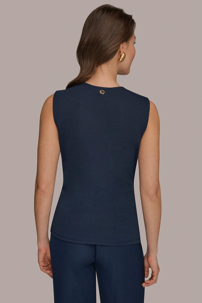 DEEP V-NECK BUCKLE BLOUSE