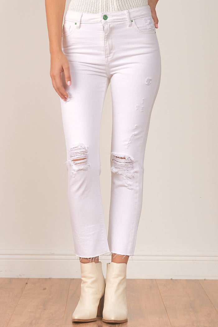 Distressed Denim Pants - White