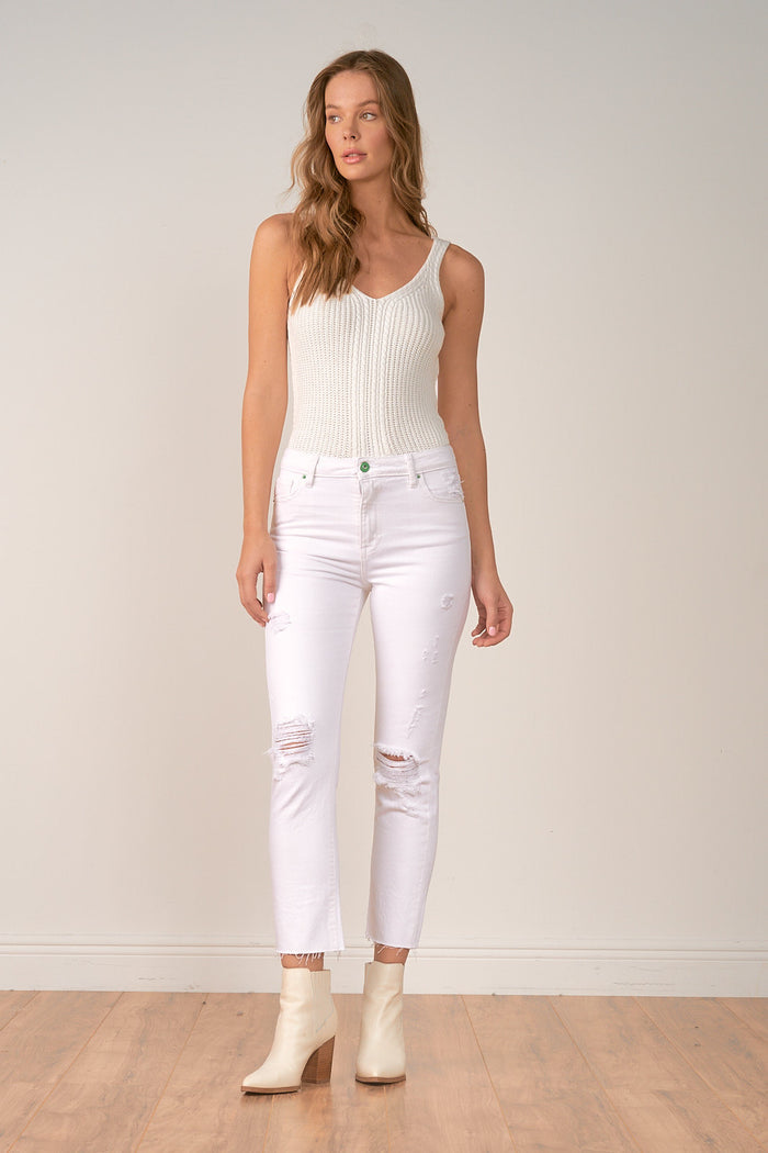 Distressed Denim Pants - White