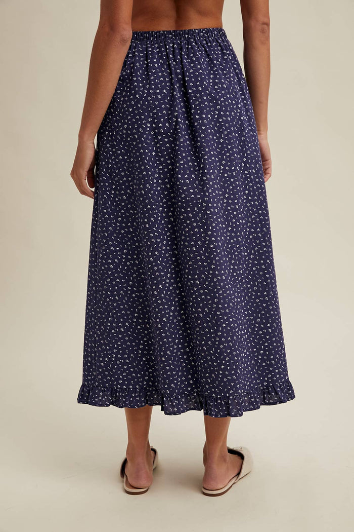 DITSY FLORAL MIDI SKIRT WITH RUFFLE DETAIL