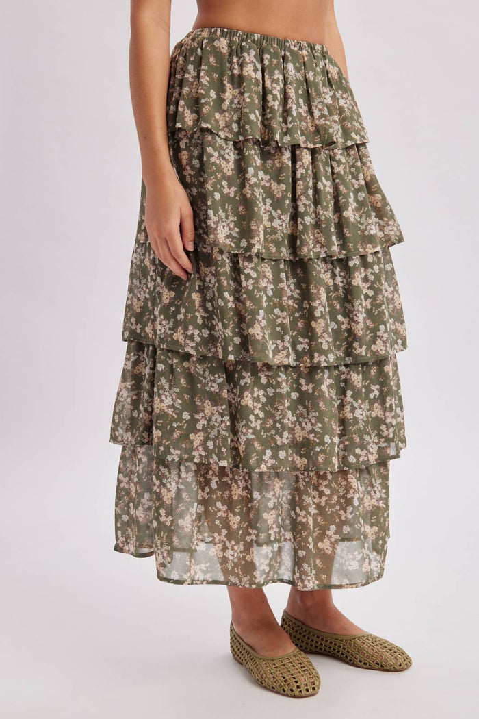 DITSY FLORAL TIERED MAXI SKIRT
