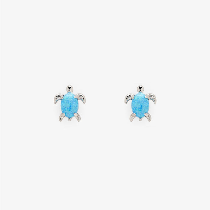 Earrings - Opal Sea Turtle Studs - Silver