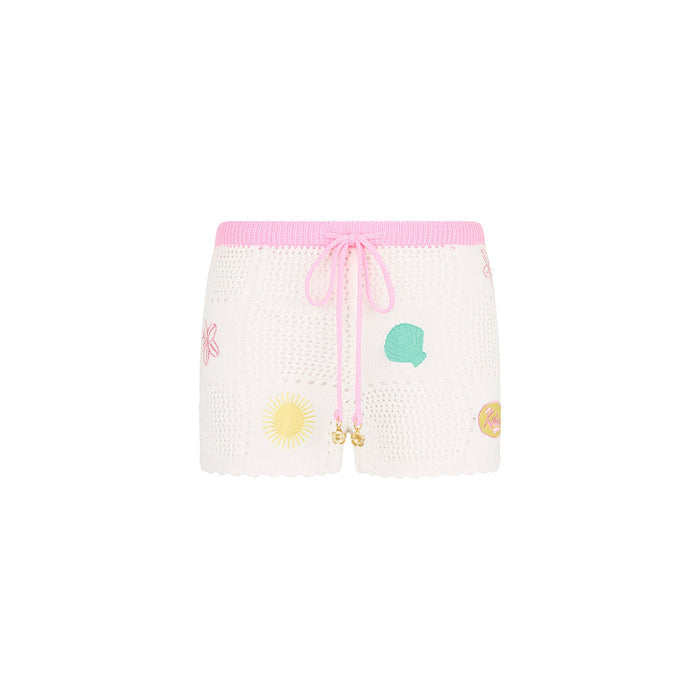 Embroidered Knit Shorts - Seashell Springs
