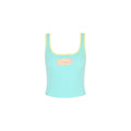 Embroidered Square Neck Tank Top - Pastel Tides