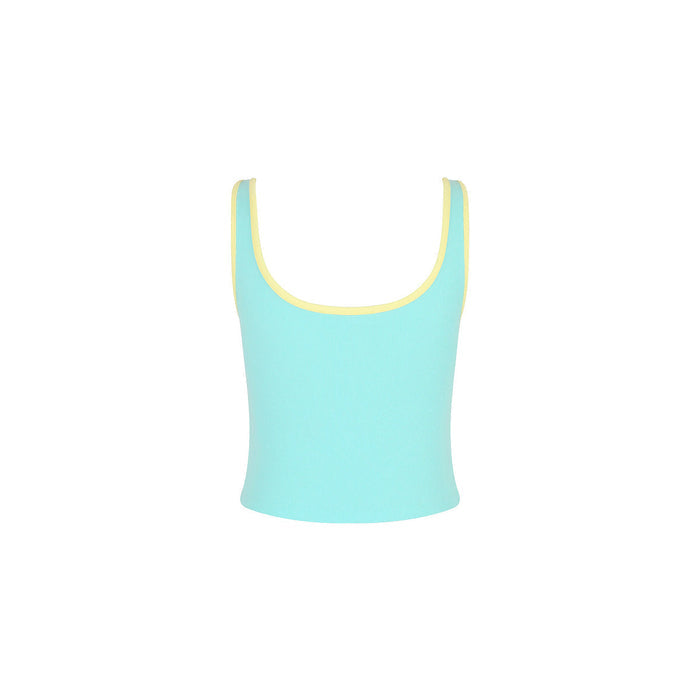 Embroidered Square Neck Tank Top - Pastel Tides
