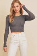 Everyday Lightweight Cropped Sweater - Slate