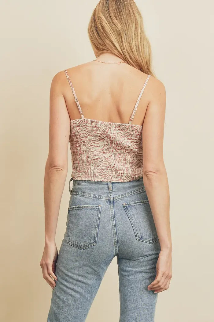 Fair Play Cowl Neck Cami Top - Mauve/Cream