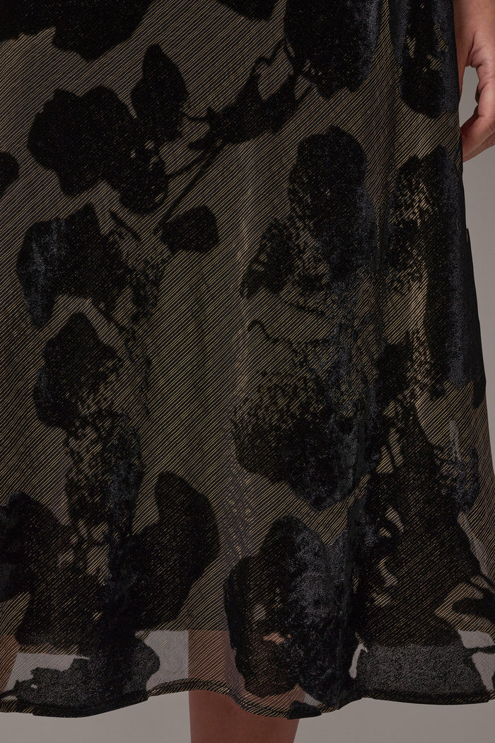 FLORAL BURNOUT VELVET MIDI DRESS