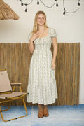 Floral olive midi dress