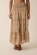 FLORAL TIERED MIDI SKIRT