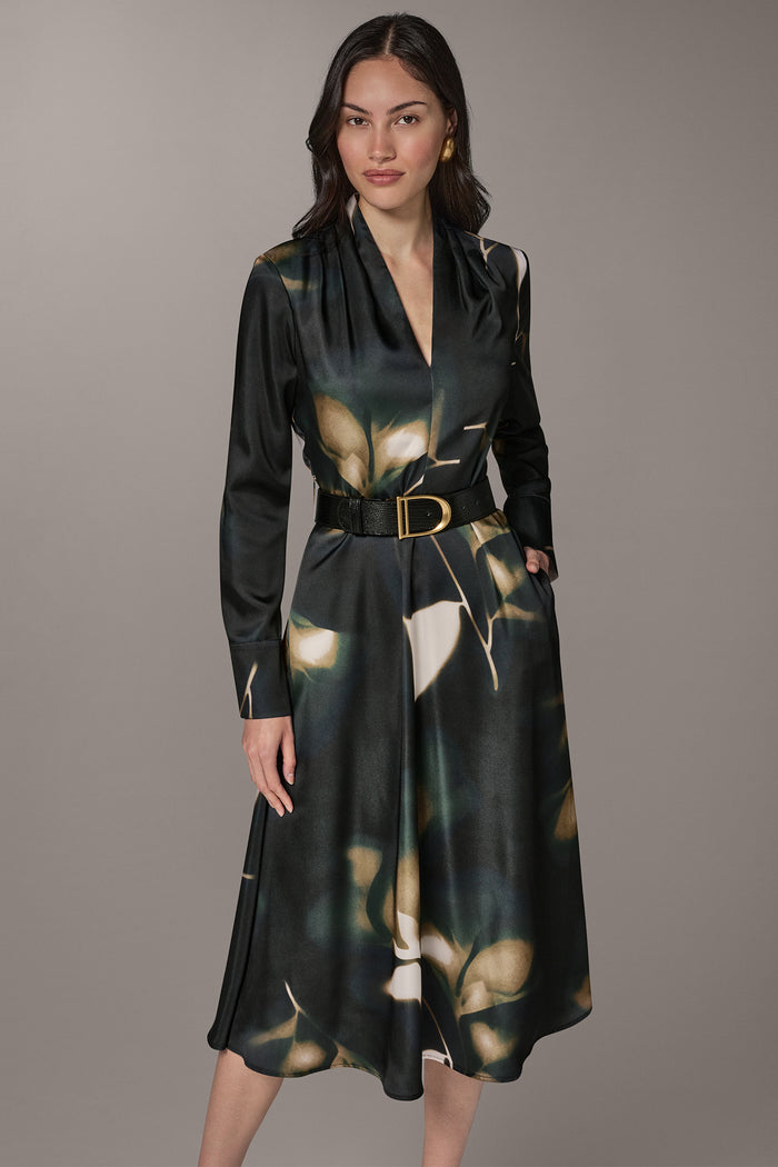 FLORAL V-NECK MIDI DRESS