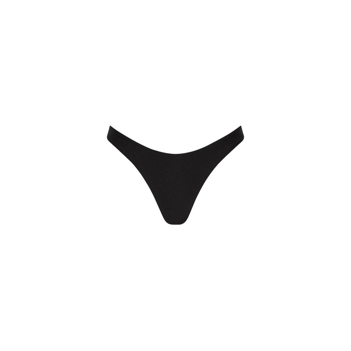Gathered Deep V Thong Bottom - Twilight Black Shimmer