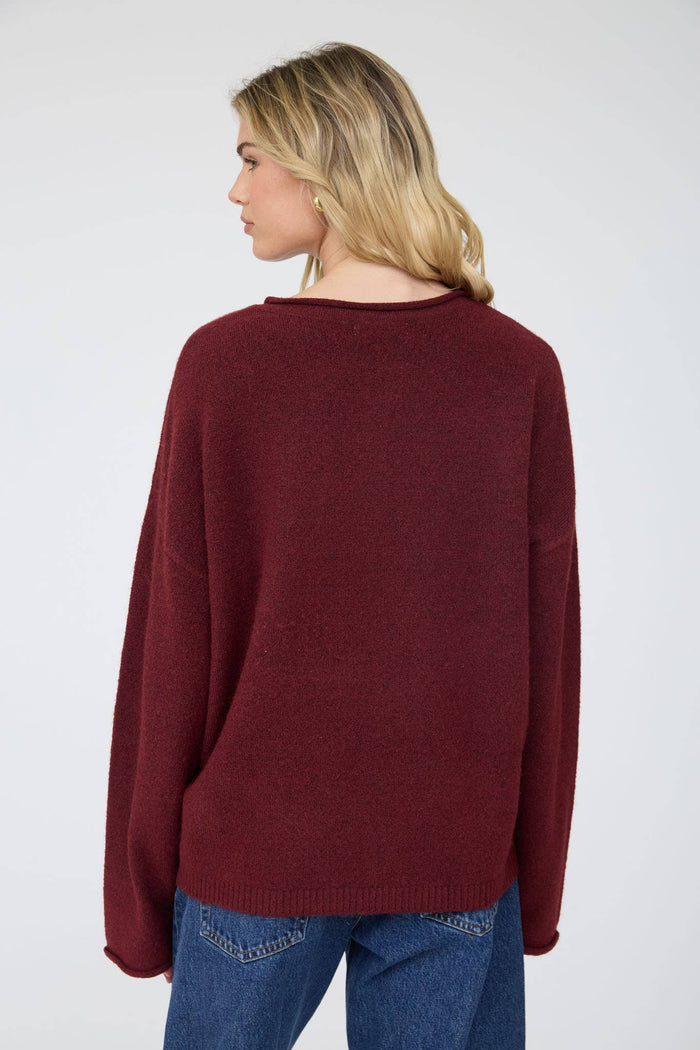 HENLEY RELAXED PULLOVER SWEATER