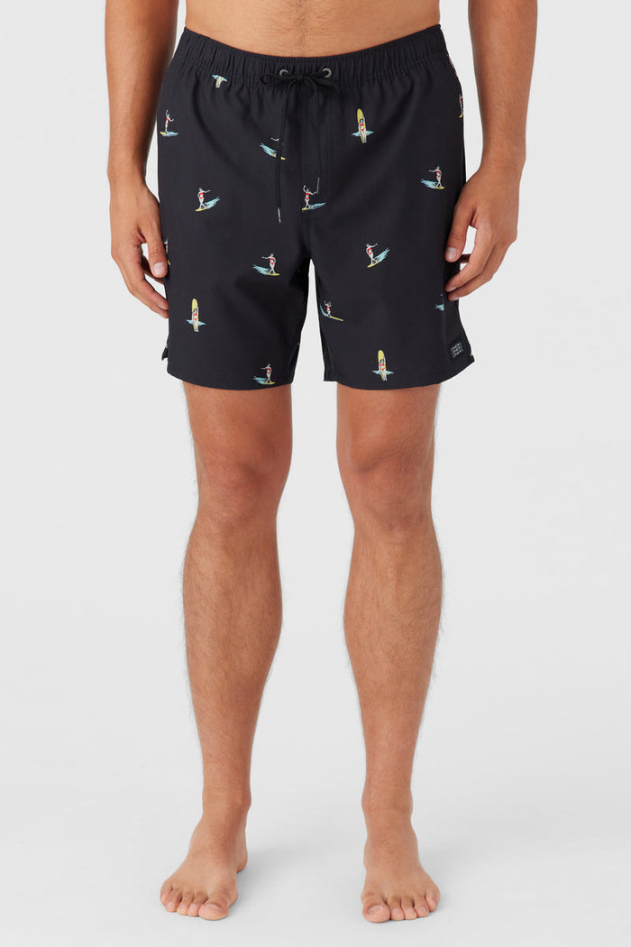 Hermosa 17" Elastic Waist Swim Shorts - Black 2
