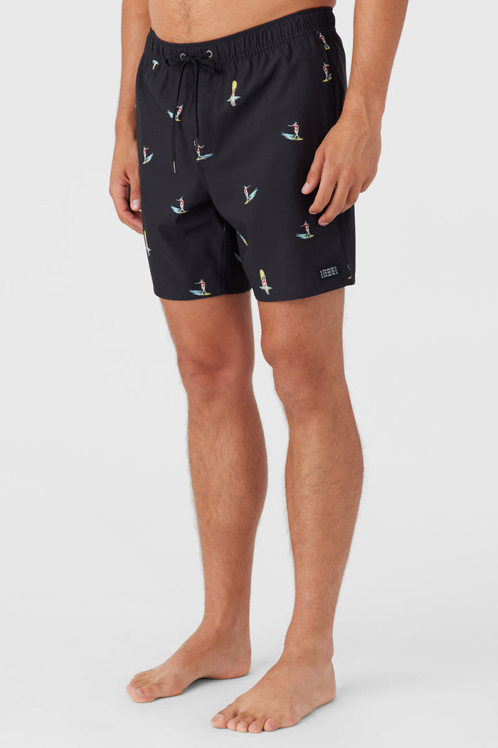 Hermosa 17" Elastic Waist Swim Shorts - Black 2