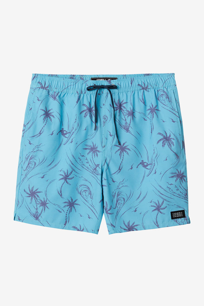 Hermosa 17" Elastic Waist Swim Shorts with Compression Liner - Blue Fade