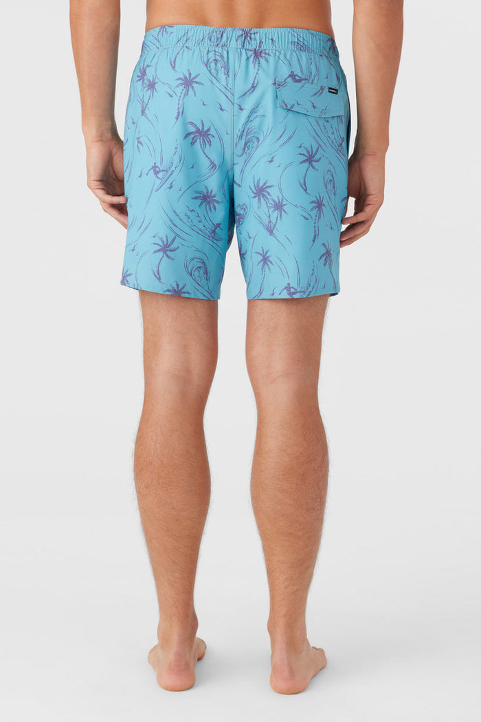 Hermosa 17" Elastic Waist Swim Shorts with Compression Liner - Blue Fade