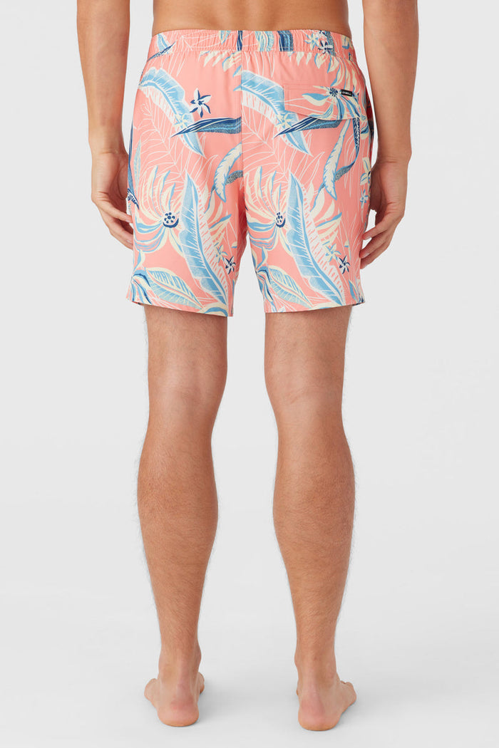 Hermosa 17" Elastic Waist Swim Shorts with Compression Liner - Coral