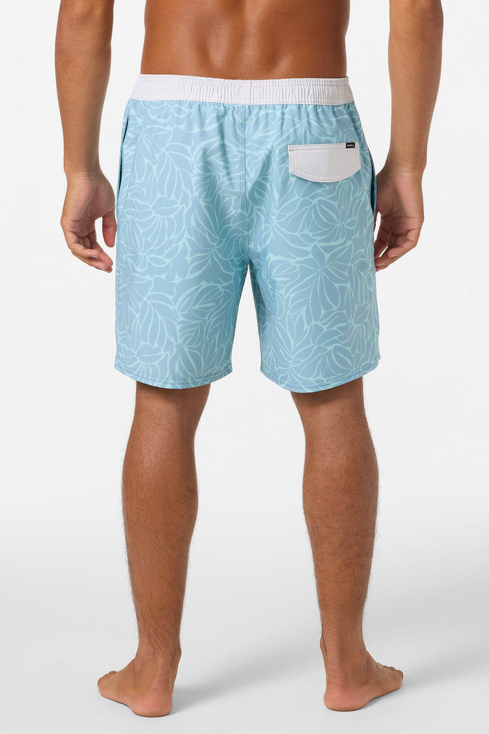 Hermosa 17" Elastic Waist Swim Shorts with Compression Liner - Stone Blue
