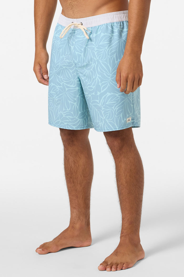 Hermosa 17" Elastic Waist Swim Shorts with Compression Liner - Stone Blue