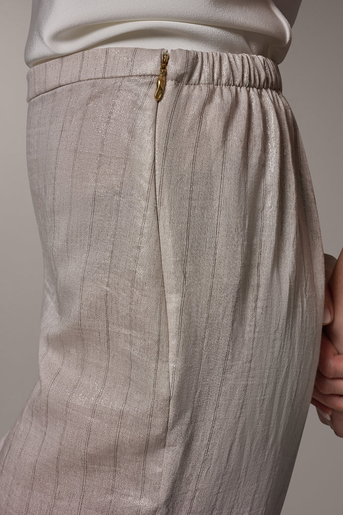 HIGH-RISE METALLIC PINSTRIPE WIDE-LEG PANT