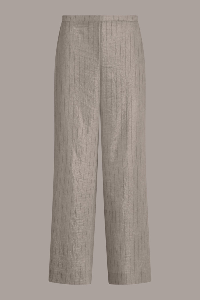 HIGH-RISE METALLIC PINSTRIPE WIDE-LEG PANT
