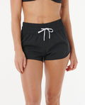 High Waist Retro Volley 3" Boardshorts - Black