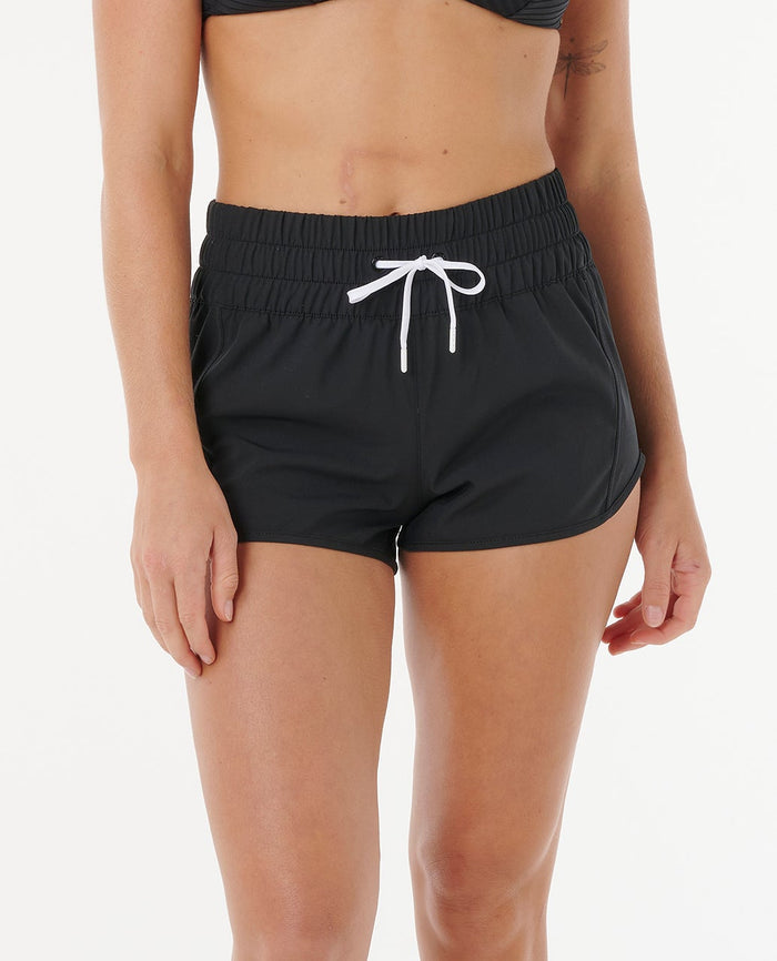 High Waist Retro Volley 3" Boardshorts - Black