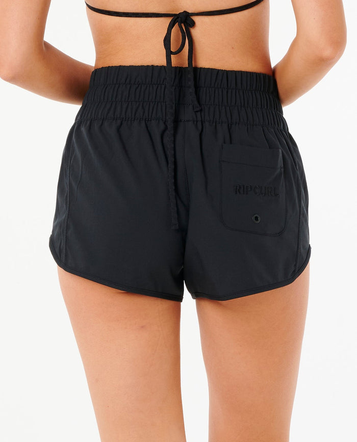 High Waist Retro Volley 3" Boardshorts - Black