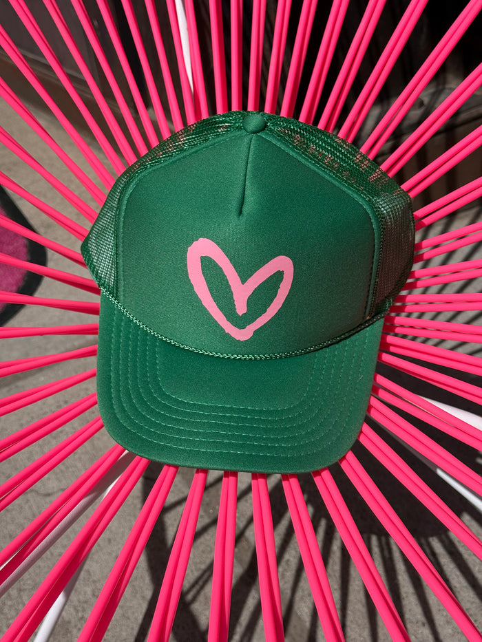 House of Shan Green/Pink Heart Hat
