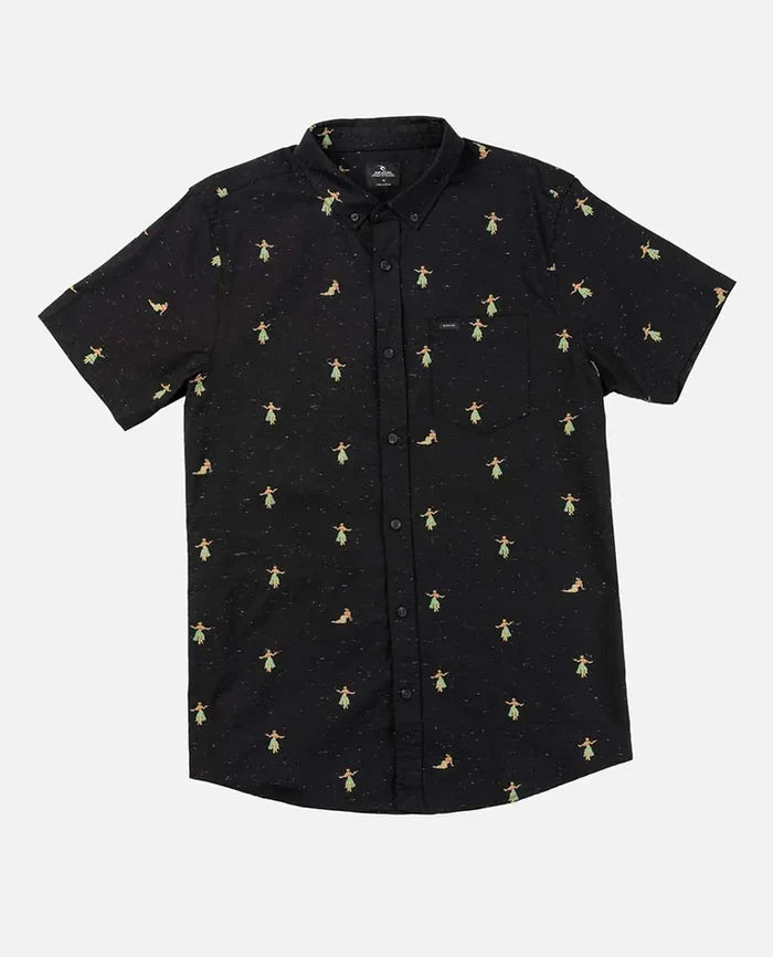 Hula Breach Short Sleeve Button-Down Shirt - Black