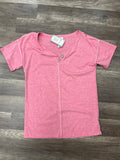 Button Neck Knit Tee