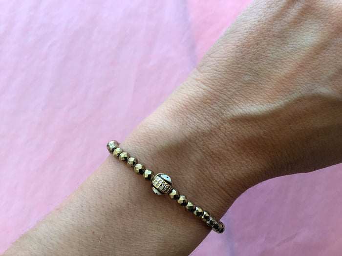 Ruby & Violet Pyrite Evil Eye Bracelet