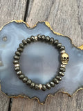 Ruby & Violet Pyrite Skull Bracelet