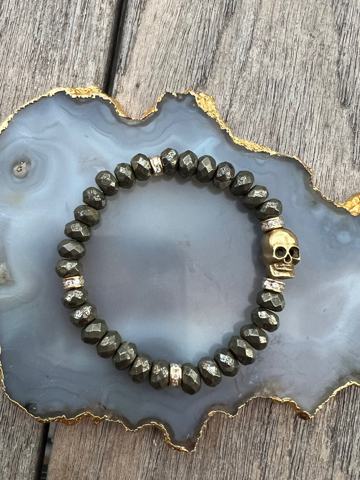 Ruby & Violet Pyrite Skull Bracelet
