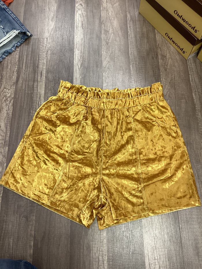 Mustard Velvet Shorts